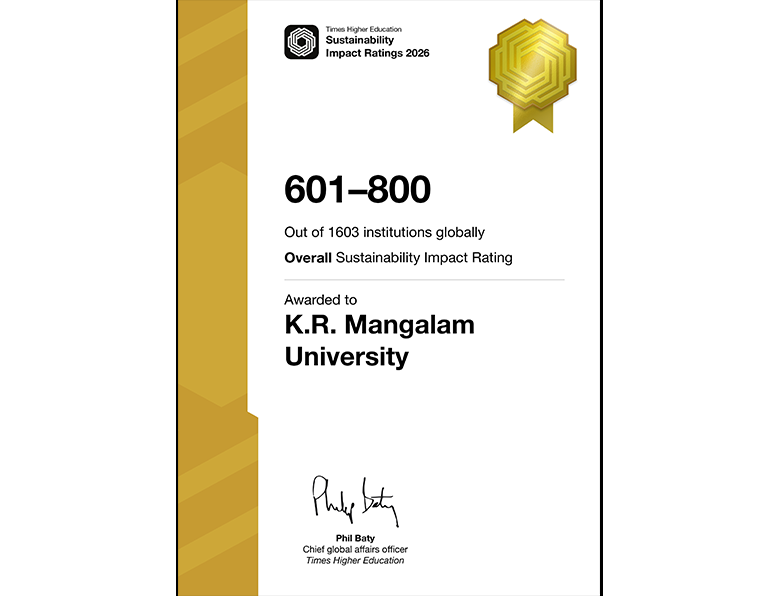 K.R. Mangalam University Secures Global Sustainability Impact Rating Band 601–800 in THE Sustainability Impact Ratings 2026